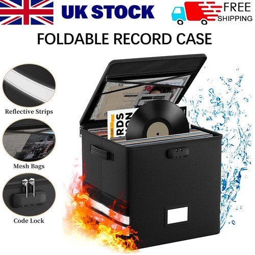 Black vinyl record storage box - vinyl,